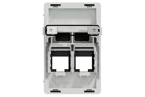 One Actassi/Keystone Double Outlet RJ45, 1.5 Module - Black