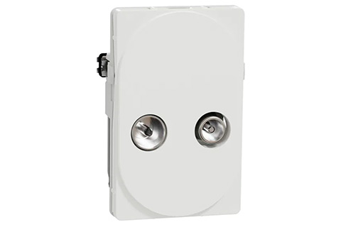 Antenna outlet loop-through box, TV/R, 1.5 module - White