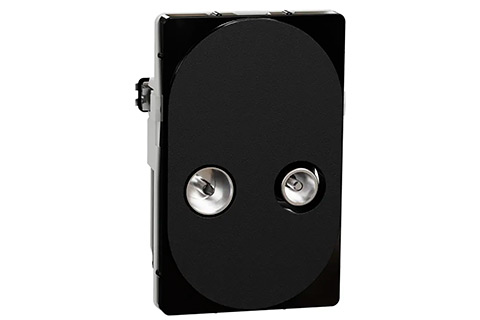 LK One Antenna outlet end socket, TV/R, 1.5 Module - Black