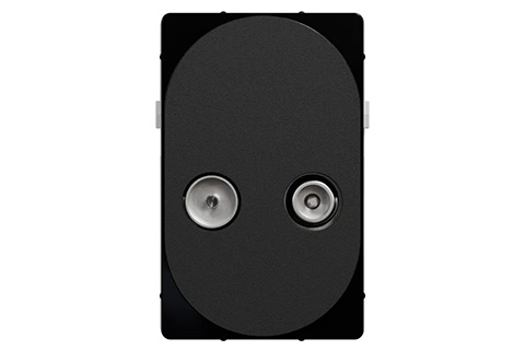 LK One Antenna outlet end socket, TV/R, 1.5 Module - Black