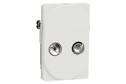 One Antenna outlet end socket, TV/R, 1.5 Module - White