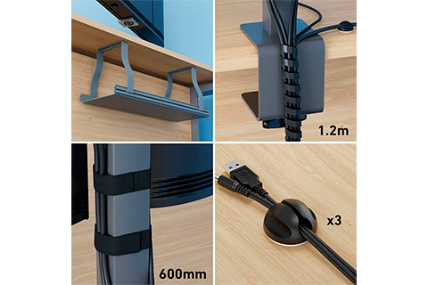 D-Line Cable Organizer Set Desk l Grey