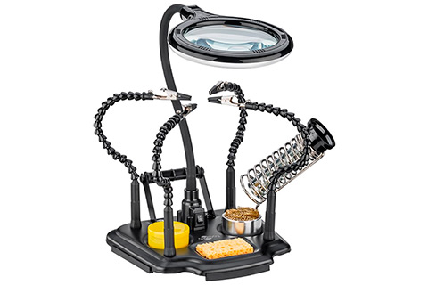 Soldering Iron Stand with Magnifying Glass