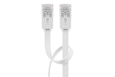 CAT6 U/UTP Flat network cable, RJ45 - White