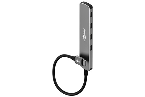 4-port USB hub slim with cable (USB-C, 5 Gbit/s