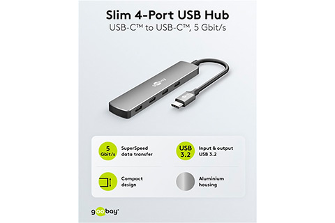4-port USB hub slim with cable (USB-C, 5 Gbit/s - Lifestyle