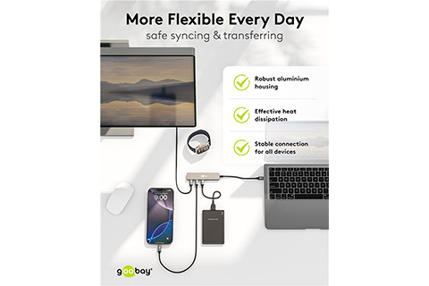 4-port USB hub slim with cable (USB-C, 5 Gbit/s - Lifestyle