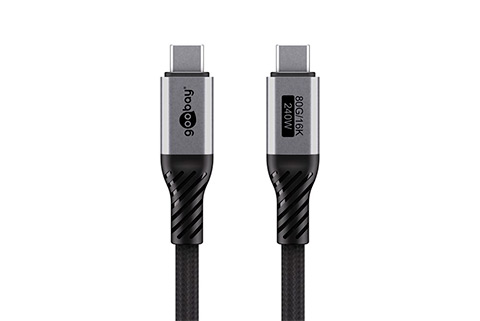 USB-C cable textile | Grey (240W, Highspeed)