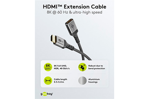 HDMI 2.1 extension cable | HDMI-A male - female (8K@60Hz, 4K@120Hz) - Lifestyle