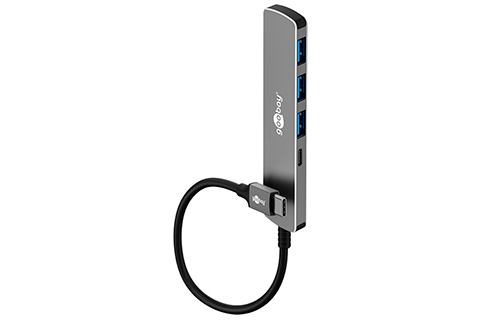 4-port USB hub slim with cable (1x USB-C, 3x USB-A, 5 Gbit/s)