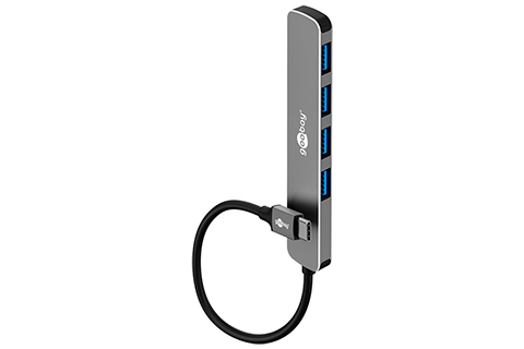 4-Port USB Hub Slim With Cable (USB-A, 5 Gbit/s)