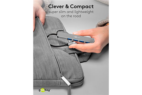 4-Port USB Hub Slim With Cable (USB-A, 5 Gbit/s) - Lifestyle