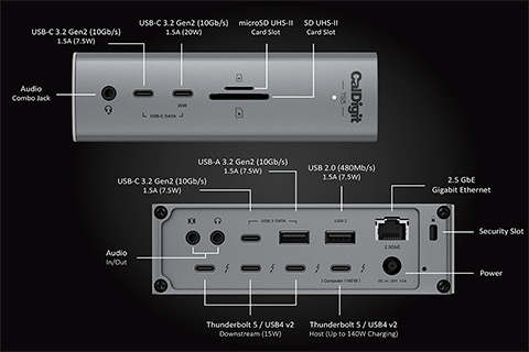 CalDigit TS5 Thunderbolt Station 5 + Thunderbolt 5 cable - Diagram