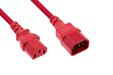 230V power extention cable C13 – C14 - Red