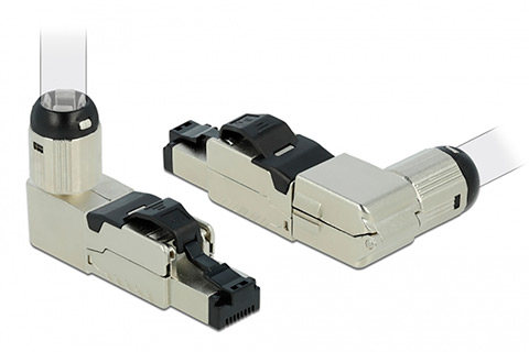 Cat 6a RJ45 Field Termination Plug Metal Angled