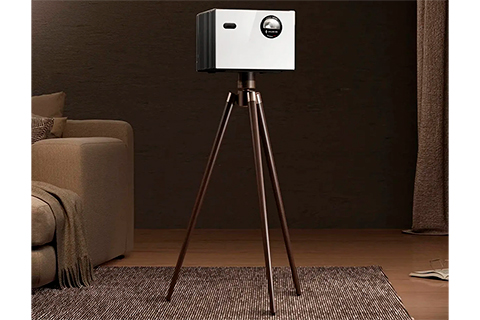Valerion Projector Tripod Stand | Walnut - Lifestyle
