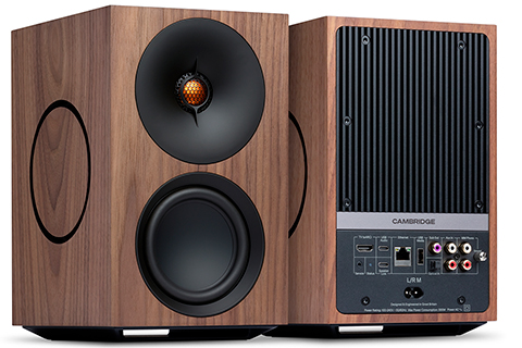 Cambridge Audio L/R M Active Bookshelf Speakers - Walnut - Back