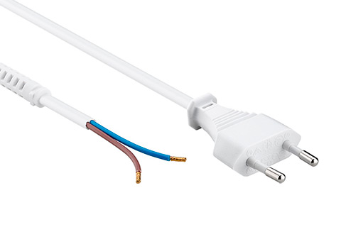 Euro plug power cable for assembly | White (CEE7/16)
