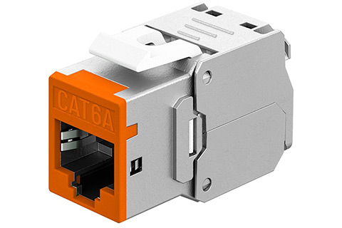 Keystone RJ45 CAT 6A, STP, Slim - Orange