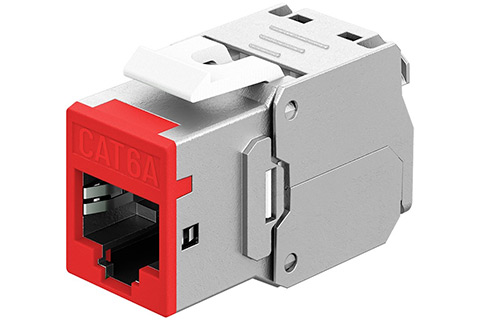 Keystone RJ45 CAT 6A, STP, Slim - Red