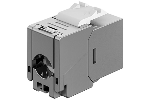 Keystone Module RJ45 CAT 6A, UTP, Slim & Short, Earthing Terminal - Back