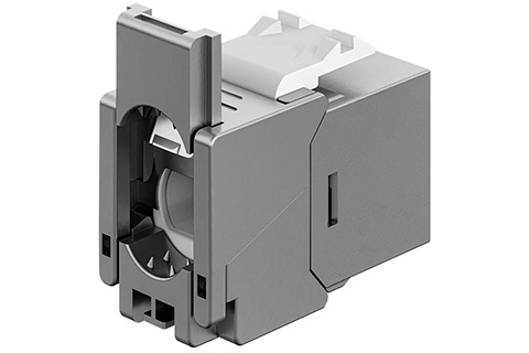 Keystone Module RJ45 CAT 6A, UTP, Slim & Short, Earthing Terminal - Back