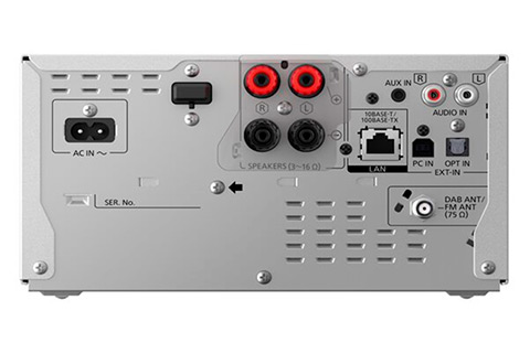 Panasonic SA-PMX802M CD Stereo System (CD, BT, Internet Radio) - Silver - Back