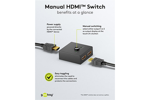 2-1 Port manuel HDMI 2.0 switch - Black - Lifestyle