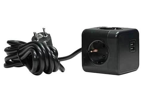 3-outlet powersocket socket Power cube (250V 3x CEE 7/3, 2x USB-A)