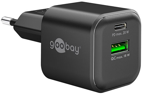 USB-C / USB-A charger (20W PD) - Black