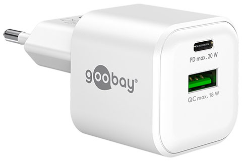 USB-C / USB-A charger (20W PD) - White