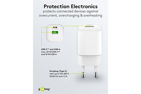 USB-C / USB-A charger (20W PD) - Lifestyle