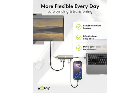 8-port USB hub with HDMI (4x USB, 1x HDMI, 1x RJ451, 1x SD, 1x MicroSD) - Lifestyle