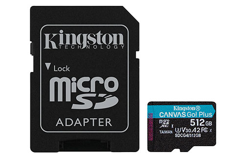 Kingston Canvas Go! Plus Gen4 microSD card + SD adapter - 512 GB | 200MB/s