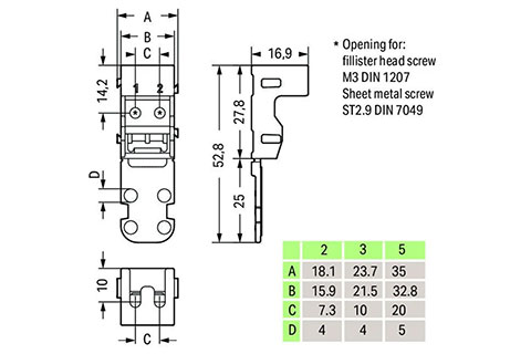 Wago Mounting Adapter For 221. | White (4 mm²) - Diagram
