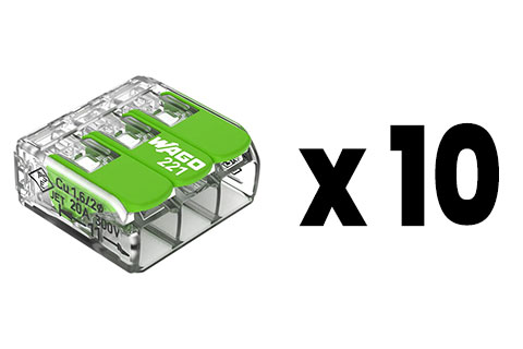 Wago Splicing Connector Series 221 (3x0,2 - 4 mm²) - x 10