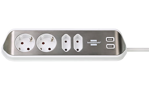 Corner power strip, 4-way with USB charging function