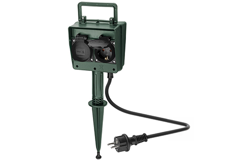Garden Socket With Ground Spike IP44 4-Way Schuko | 2 meter - Back