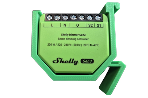 3DP DIN Rail Mount for Shelly Components - Green