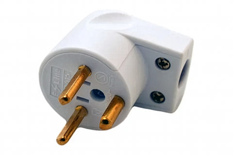 Danish EDB power plug with earth, angled | White (250V AC, 16A)