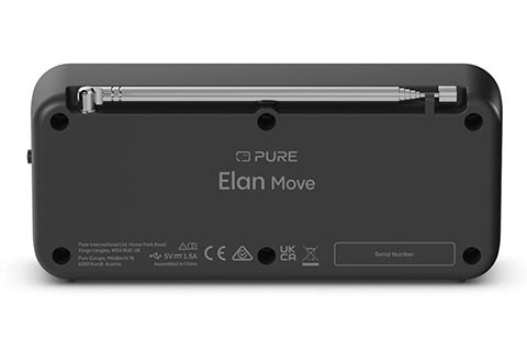 Pure Elan Move Pocket Size FM/DAB+ Radio with Bluetooth - Black - Back