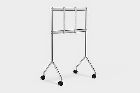 Pedestal Moon Light TV stand with wheels - Chrome