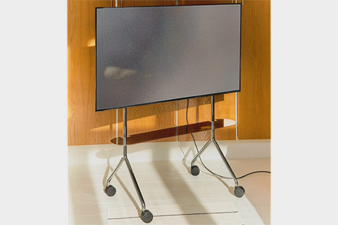 Pedestal Moon Light TV stand with wheels - Lifestyle
