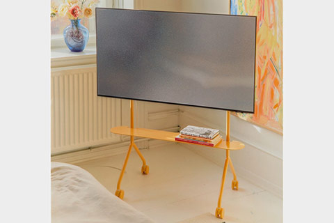 Pedestal Moon Light TV stand with wheels - Lifestyle