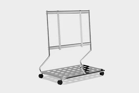 Pedestal Disco TV Stand With Wheels - Chrome