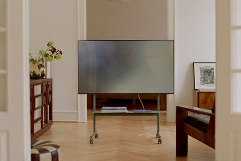 Pedestal Rover TV Stand With Wheels - Lifestyle