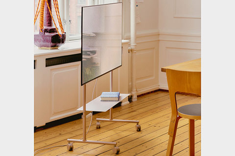 Pedestal Rover TV Stand With Wheels - Lifestyle