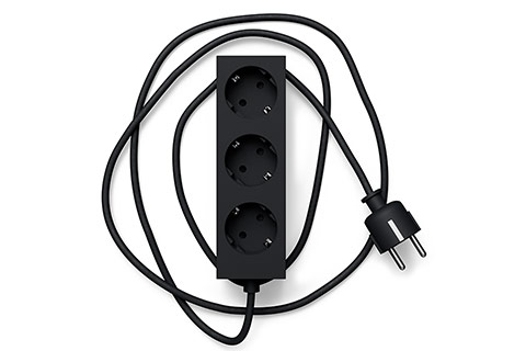 Power Bar Magnetic 3-Outlet Power Strip Without Earth | 2 meters - Charcoal