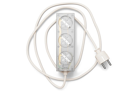 Pedestal Power Bar Magnetic 3-Outlet Power Strip Without Earth - Ghost