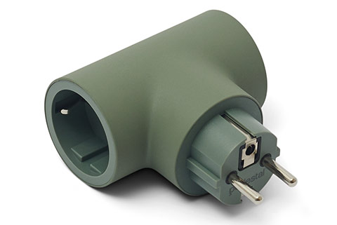 Pedestal Power Split Double Plug Without Ground (Shchuko) - Mossy Green